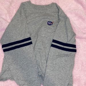 Grey NASA Longsleeve Crop Top